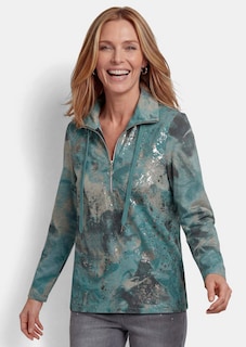 Sweatshirt met aquarelprint en glanseffect thumbnail 1
