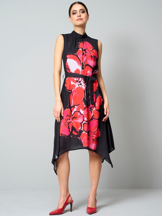 Kleid mit platziertem Blumenprint