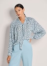 Bluse mit Kussmund-Print und Bindeband thumbnail 1