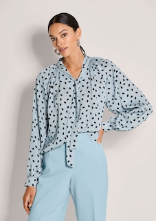 Bluse mit Kussmund-Print und Bindeband thumbnail 1