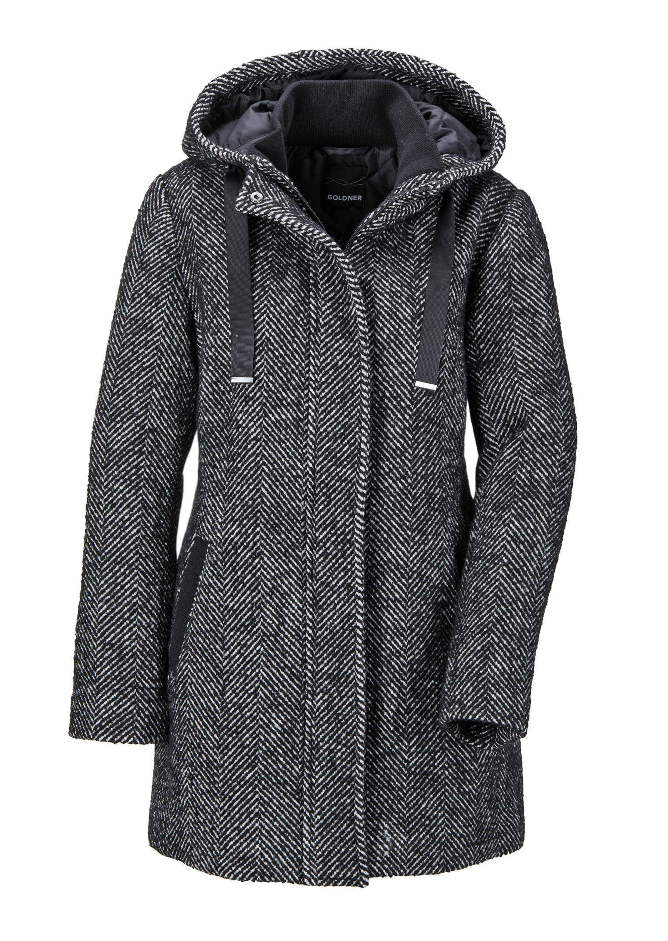 Kurzmantel im Fischgrätmuster mit Kapuze