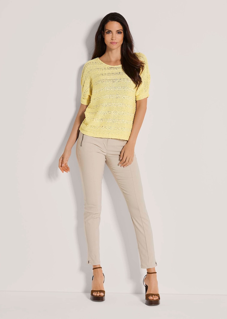 BƤndchen-Pullover mit Glanz-Effekt