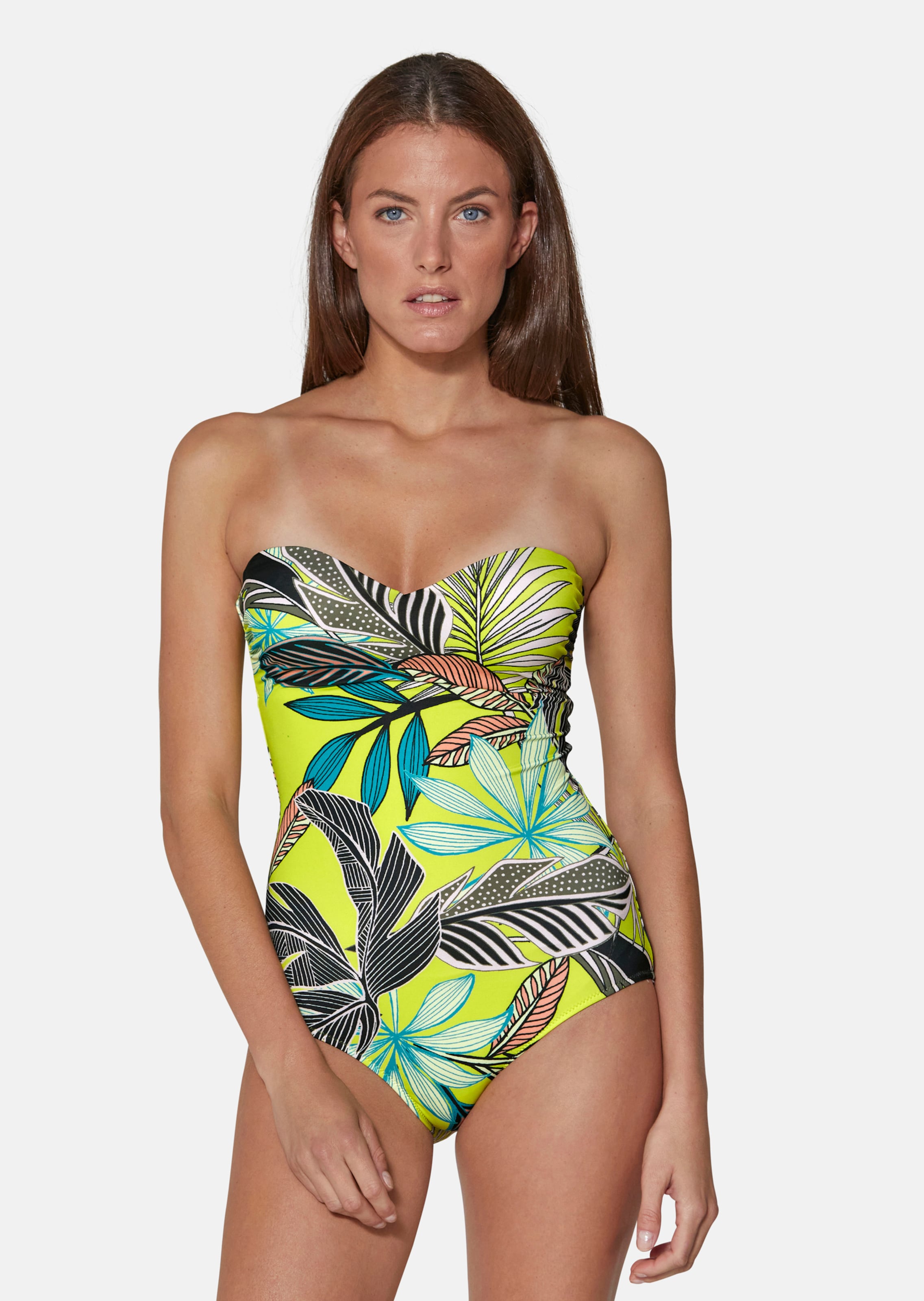 Corset swimming costume with exotic print