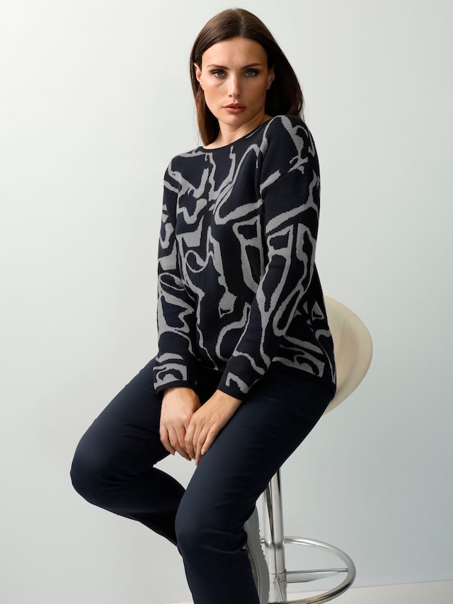 Strickpullover mit abstraktem Intarsienmuster 6