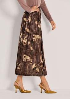 Schwungvoller Crinkle-Samtrock mit Floral-Print thumbnail 4