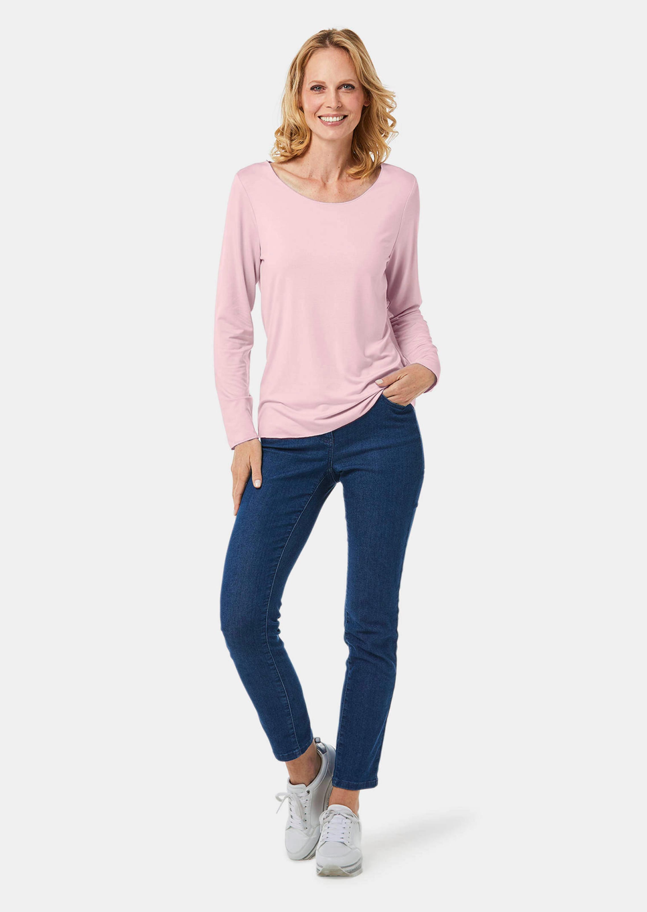 T-shirt à manches longues et liseré décoratif - rosé - Gr. 40 de Goldner Fashion