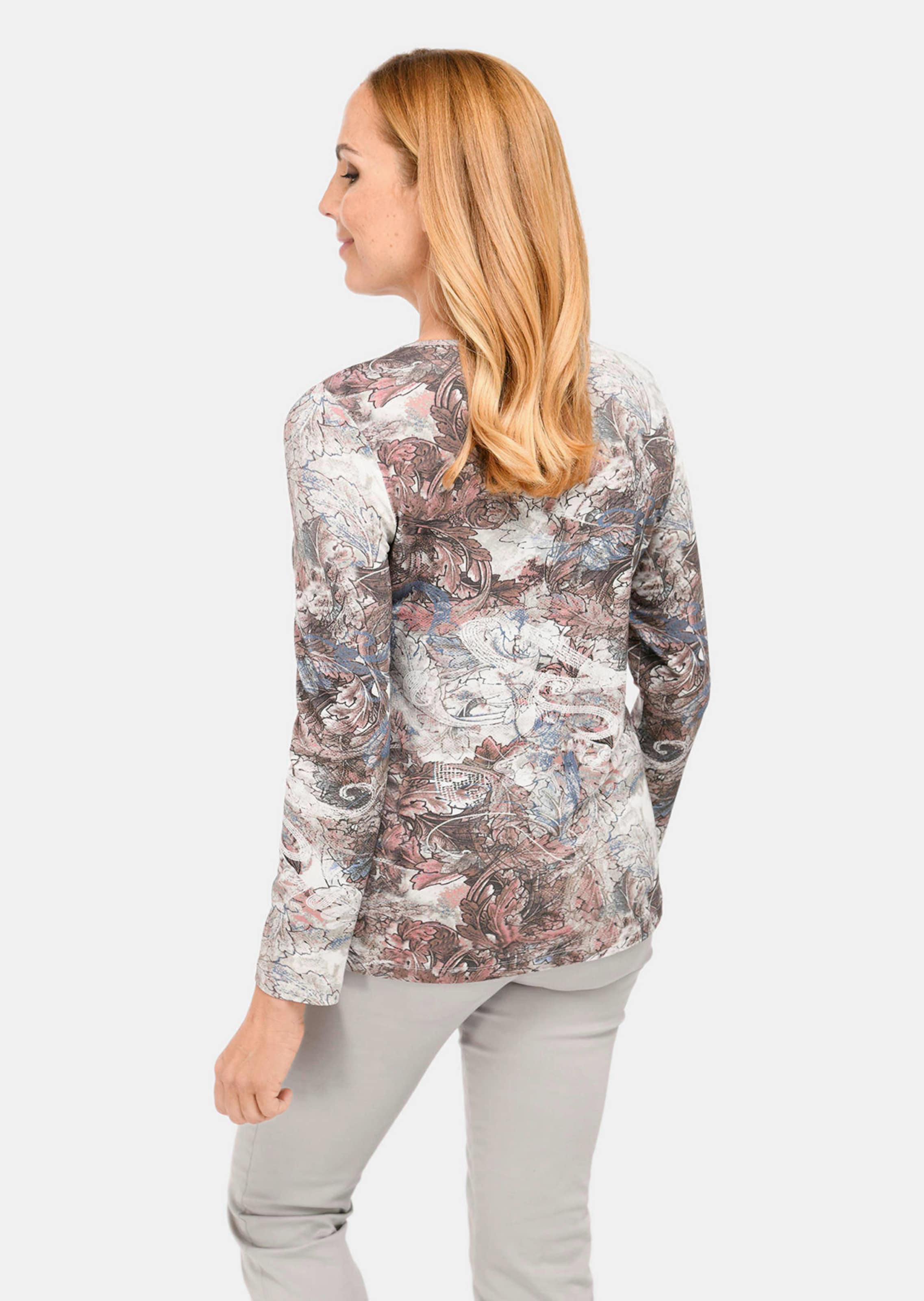 T-shirt imprimé avec pierres décoratives brillantes - taupe / altrosé / à motifs - Gr. 26 de Goldner