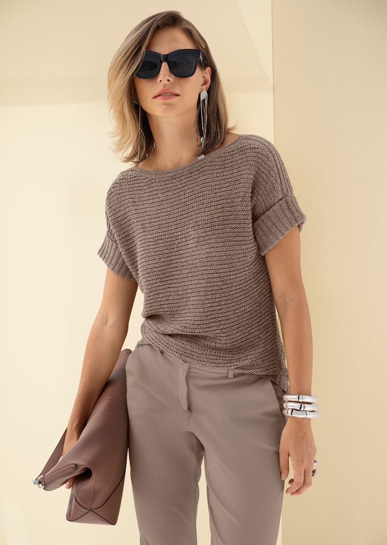 Kurzarm-Pullover mit Struktur
