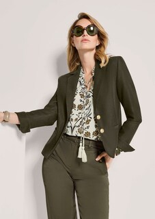 Nadelstreifen-Blazer mit goldfarbenen Wappenknöpfen thumbnail 4