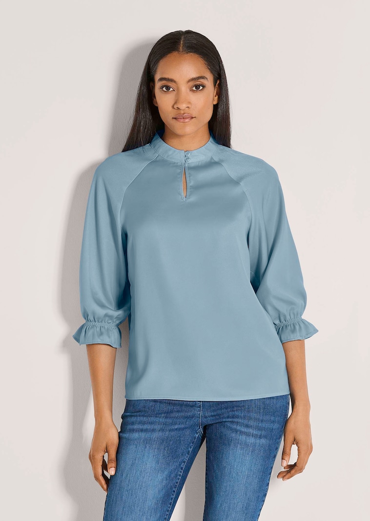 Stehkragen-Bluse mit 3/4-Ärmeln
