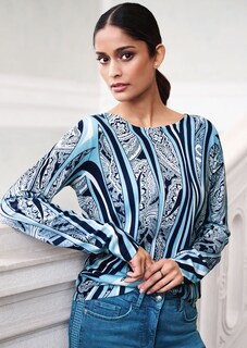 Druckpullover im Paisley-Streifen-Mix thumbnail 2