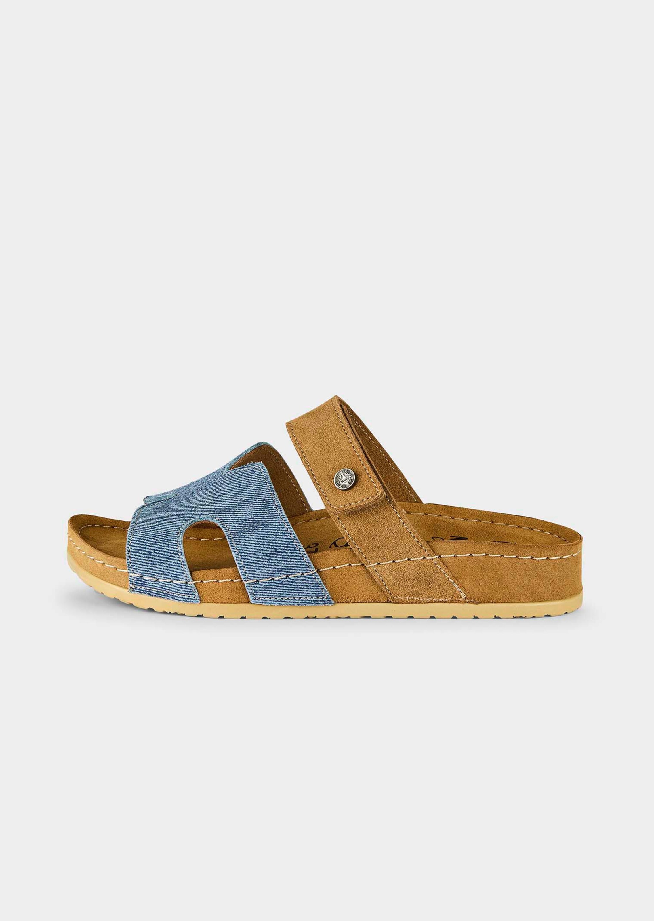 Mules en cuir avec fermeture velcro