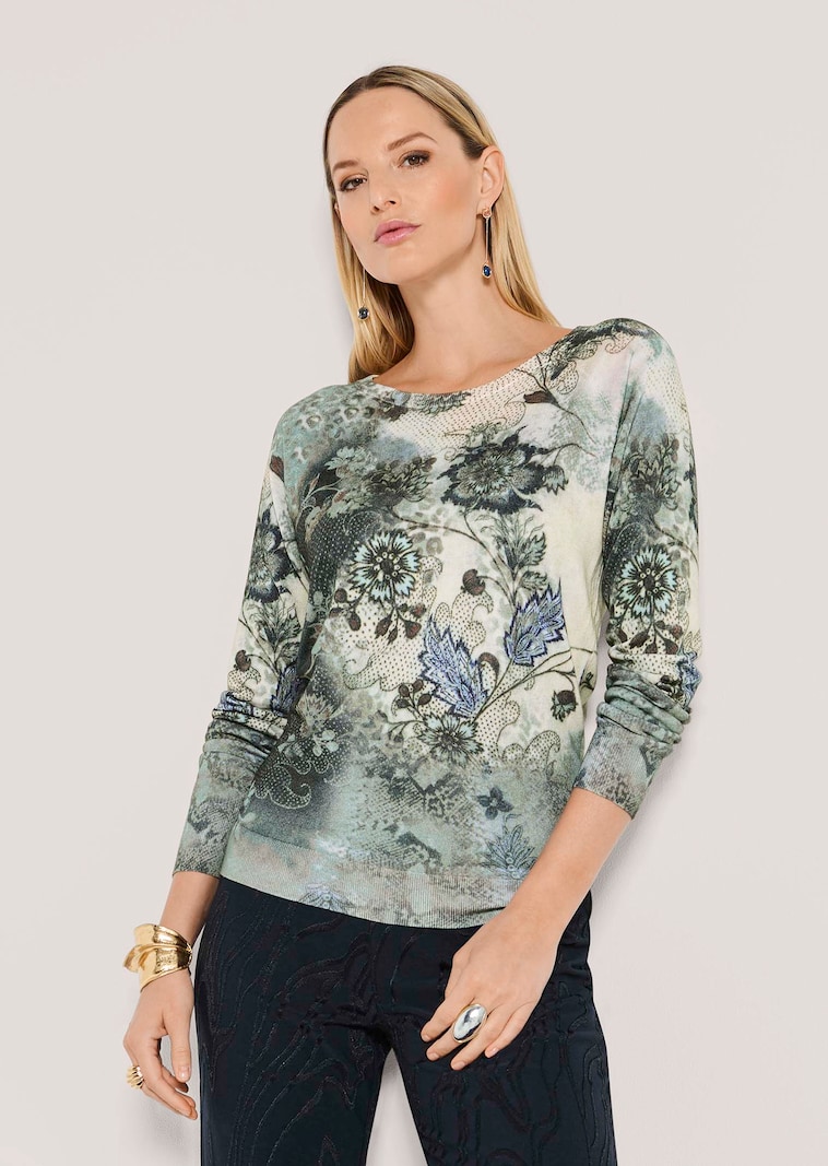 Pullover mit edlem All-over-Print