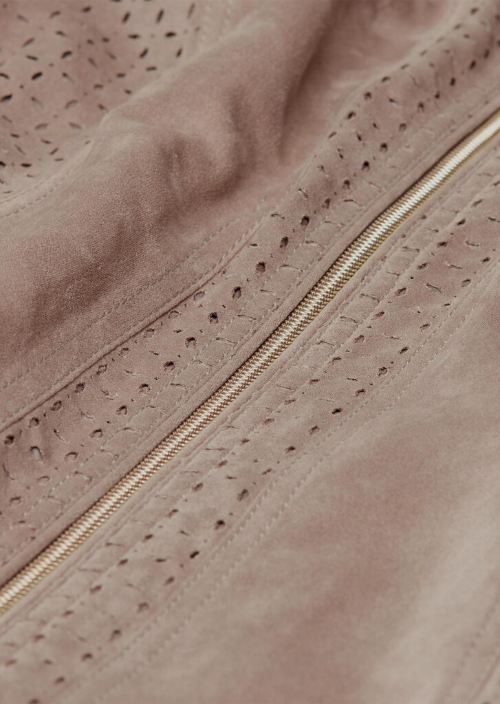 Velourslederimitat-Blazer mit Perforierung