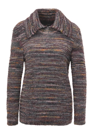 vert gris / à motifs Pull en tricot avec col fantaisie