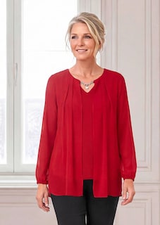 Festliche Bluse mit Chiffonüberwurf und Schmuckelement thumbnail 7