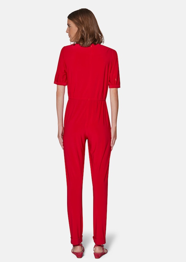 Short-sleeved jumpsuit with V-neck and button placket 2