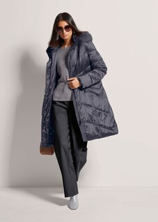 Lange Kapuzen-Jacke mit Webpelz thumbnail 4