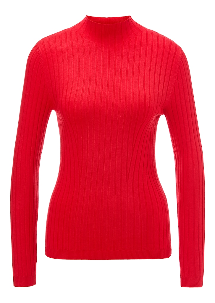 Ribbed knit jumper with stand-up collar