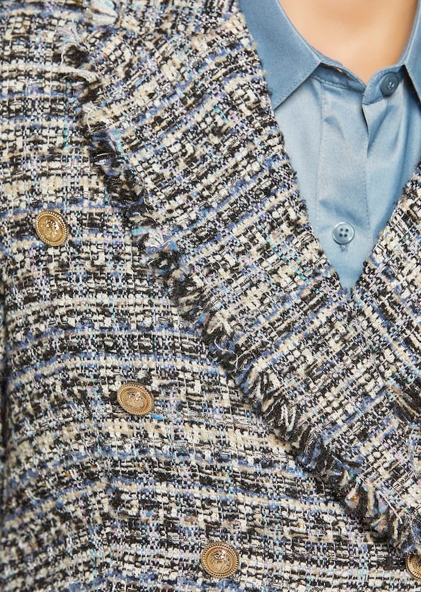 Kurzer Tweed-Blazer mit Fransen 4