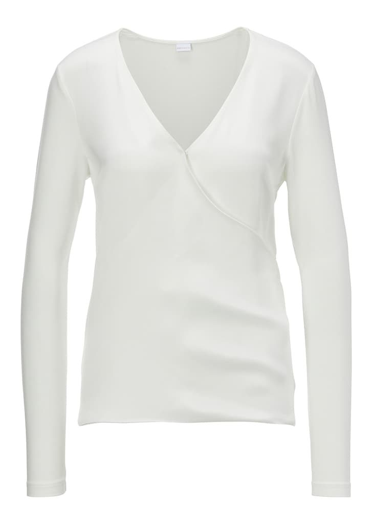 Shirt in a wrap-around look and elegant material mix