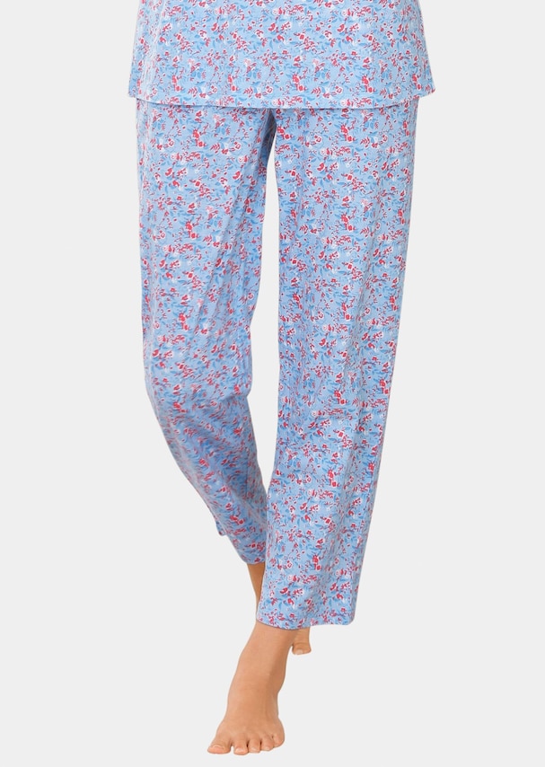 Pantalon de pyjama fleuri en mix matière