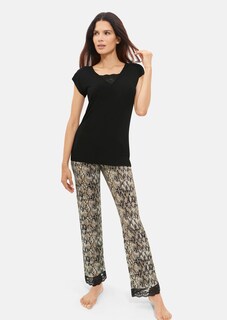 Pyjama mit Schlangenprint und Spitzenakzenten thumbnail 1