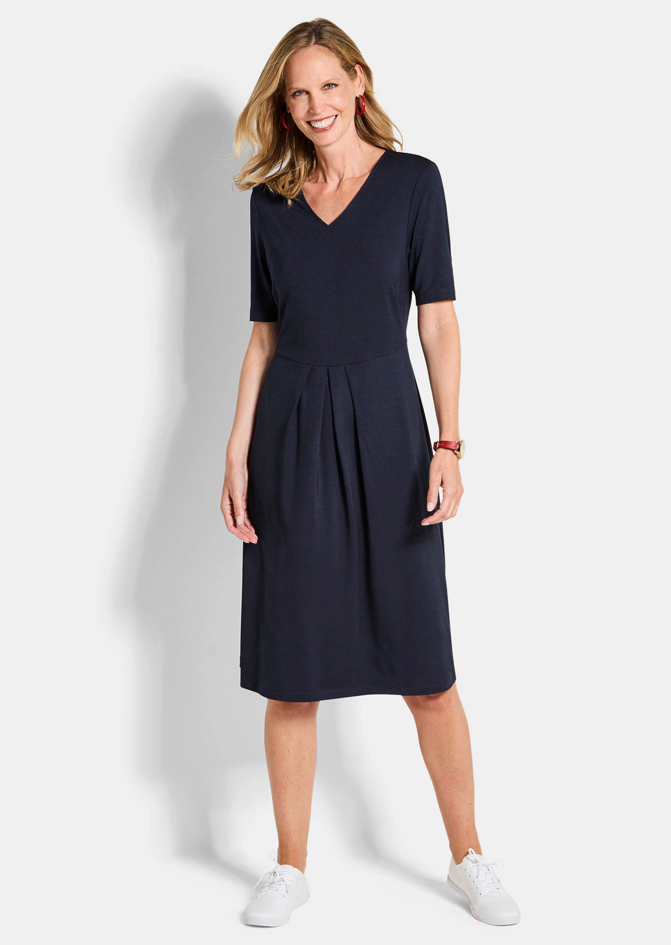 Jersey-Kleid mit V-Ausschnitt