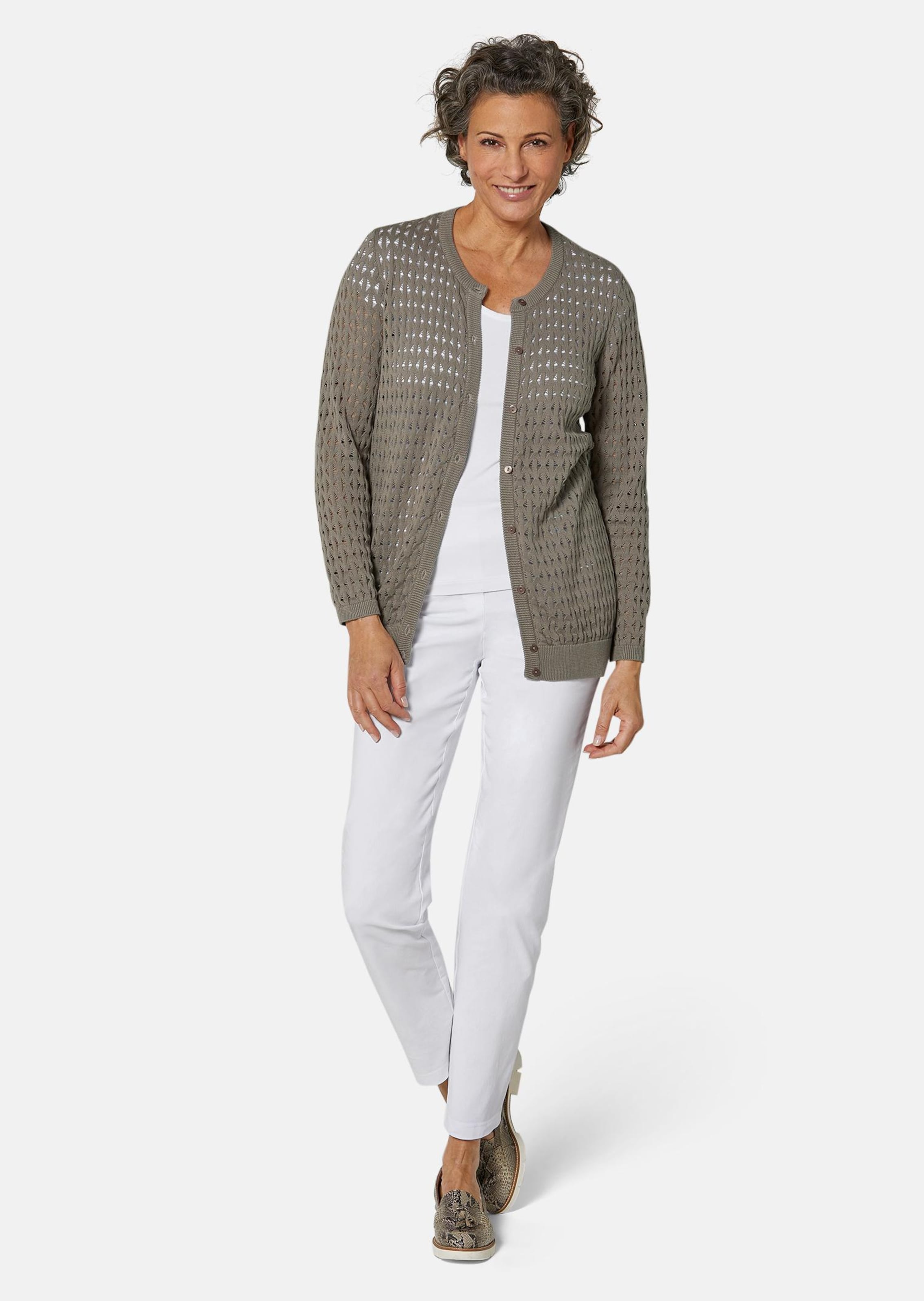 Cardigan ajouré - taupe - Gr. 44 de Goldner Fashion