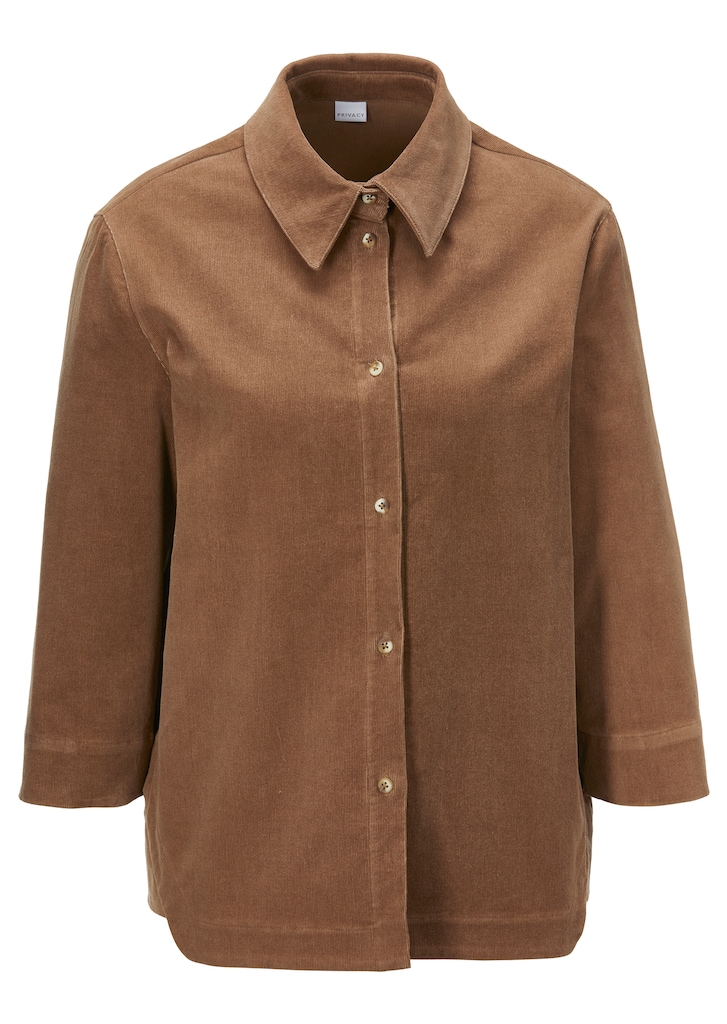 Corduroy shirt jacket with 3/4 sleeves