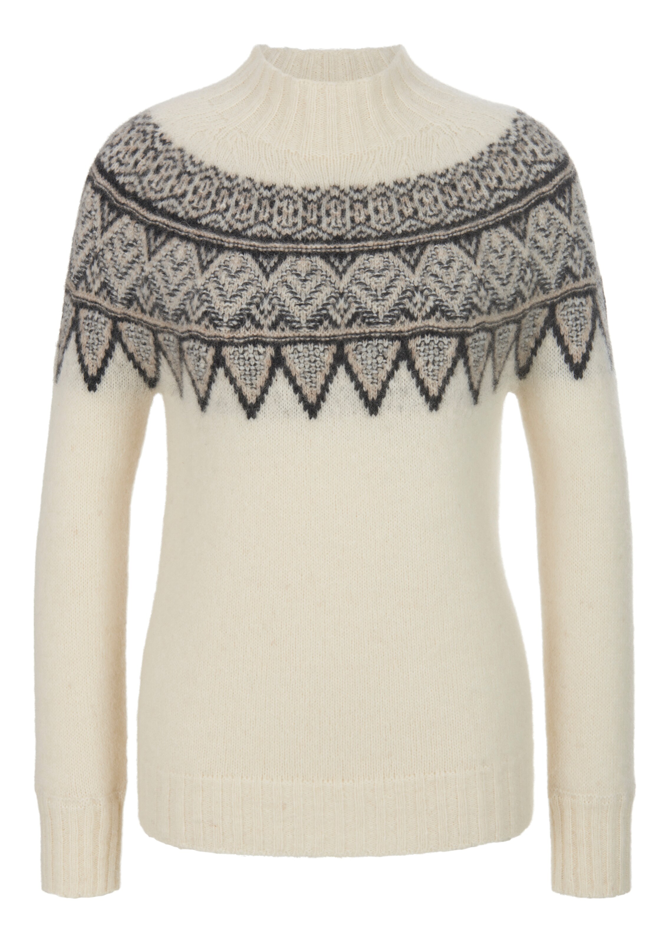 Norwegian jumper with virgin wool alpaca in natural white multi coloured MADELEINE Fashion