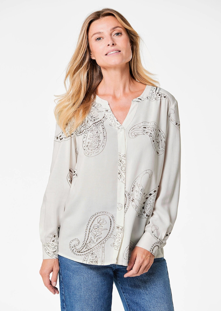 Bluse mit schimmerndem Paisley Muster
