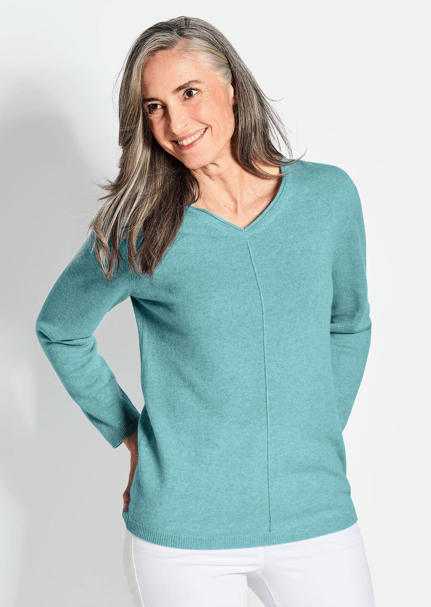 DALLE PIANE CASHMERE - V-hals 100% kasjmier, Made in Italy - Dames, Blauw, S