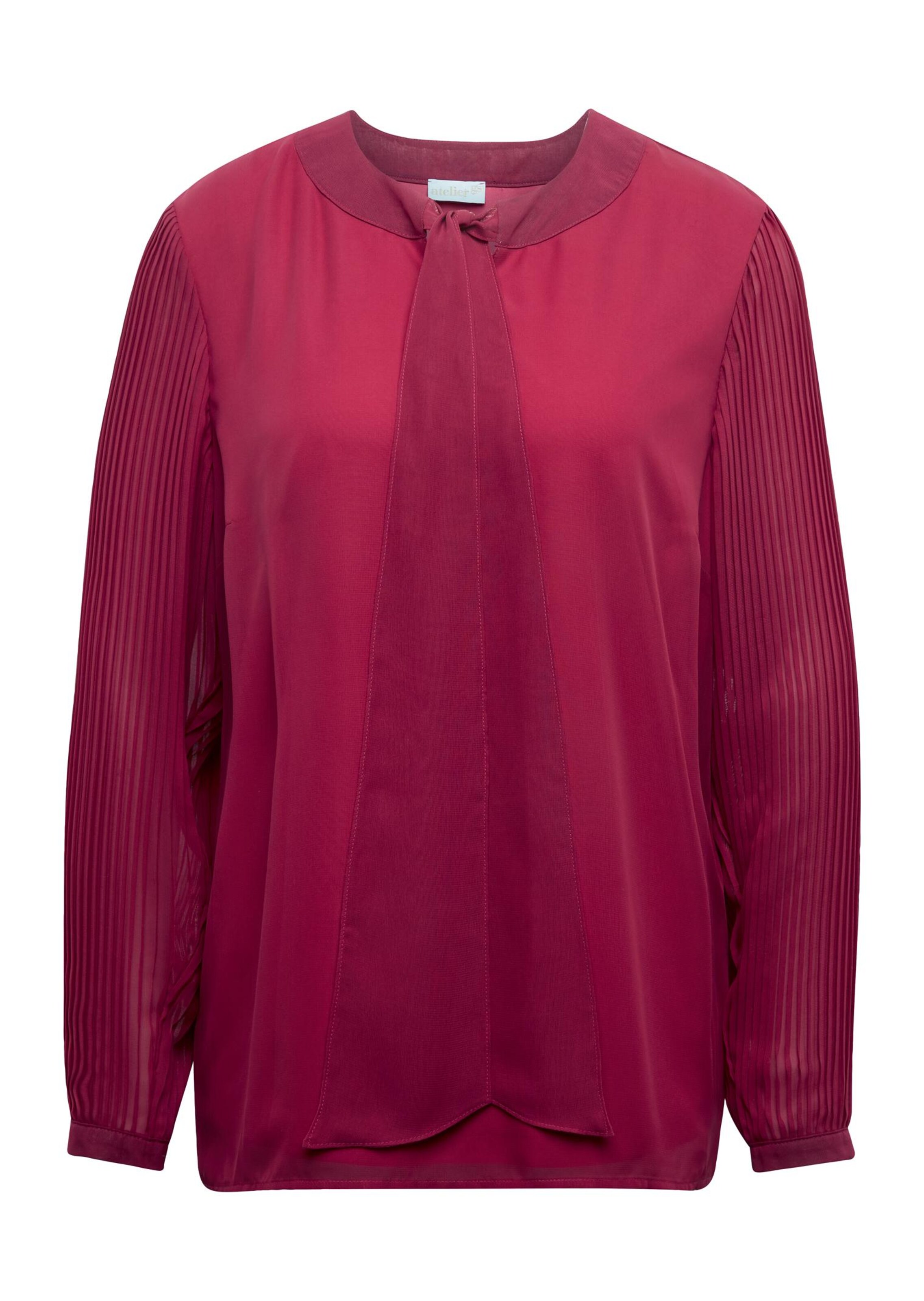Chemisier à col noué et détails plissés - bordeaux - Gr. 50 de Goldner Fashion