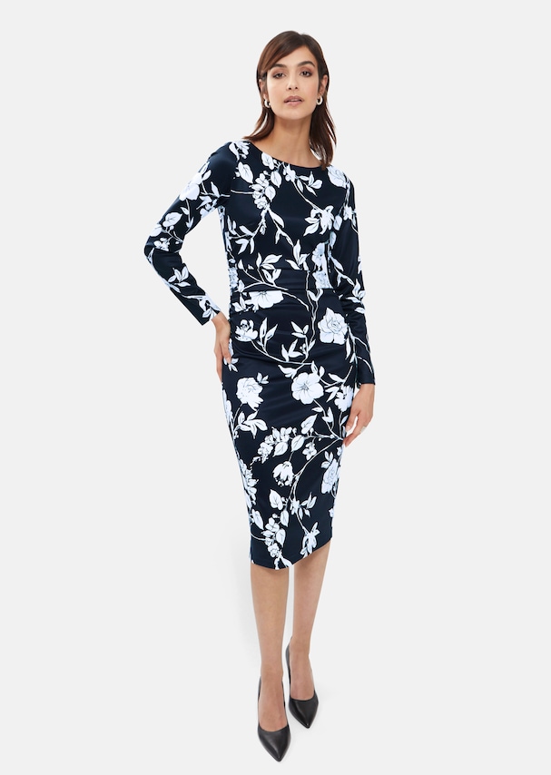 Dress with floral print and gathering 1