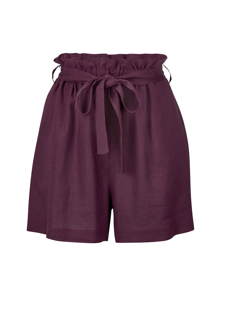 Leinen-Shorts mit Bindegürtel