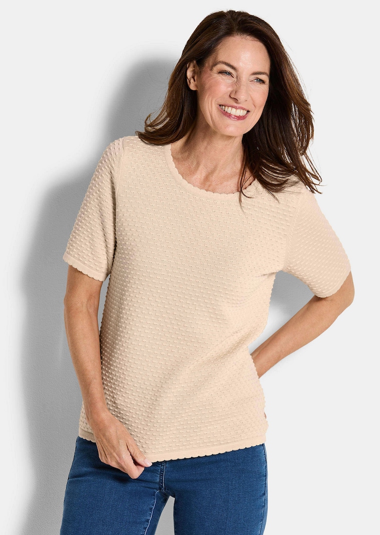 Halbarm-Pullover mit Pünktchenmuster