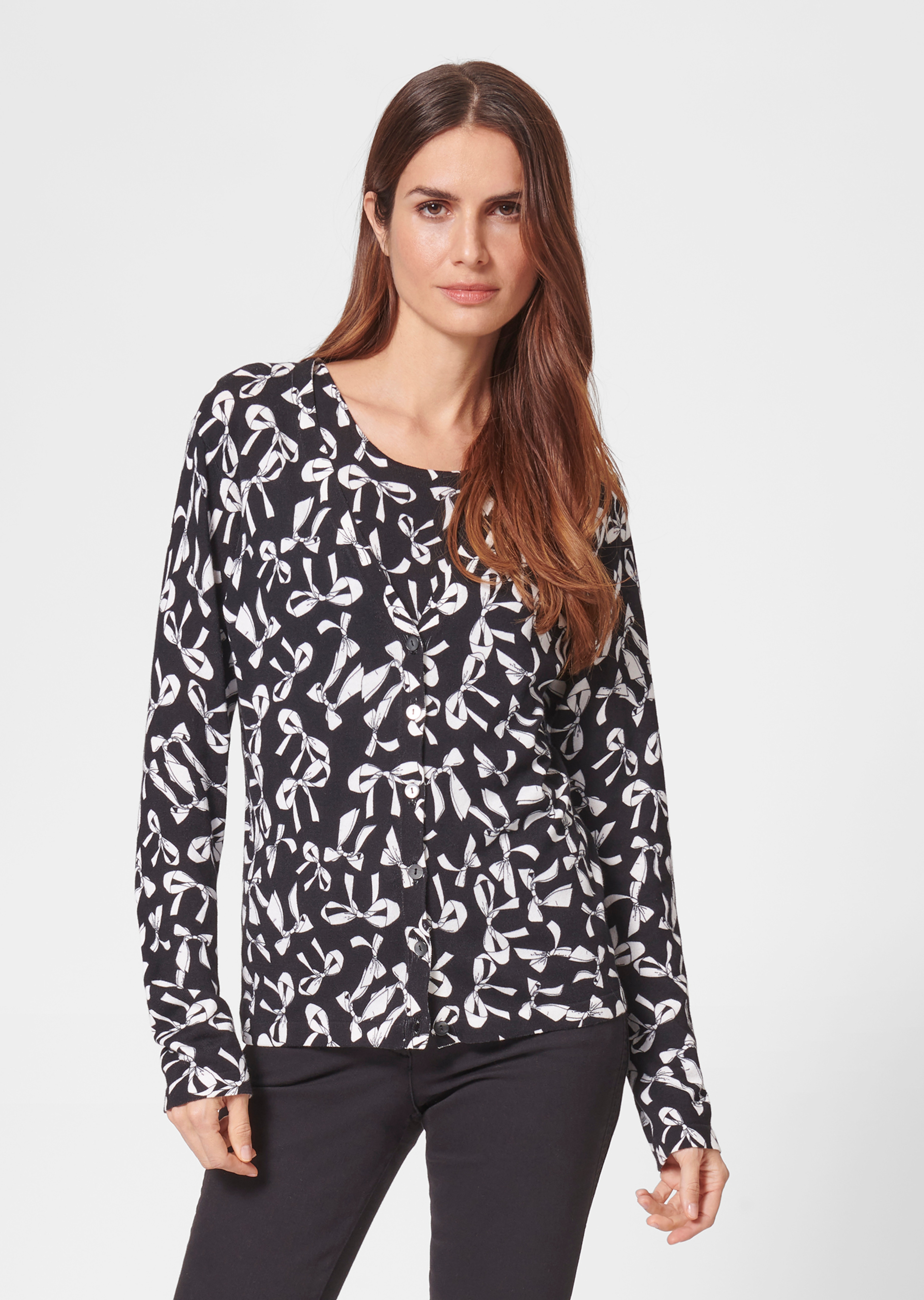 Strickjacke mit Schleifen-Print