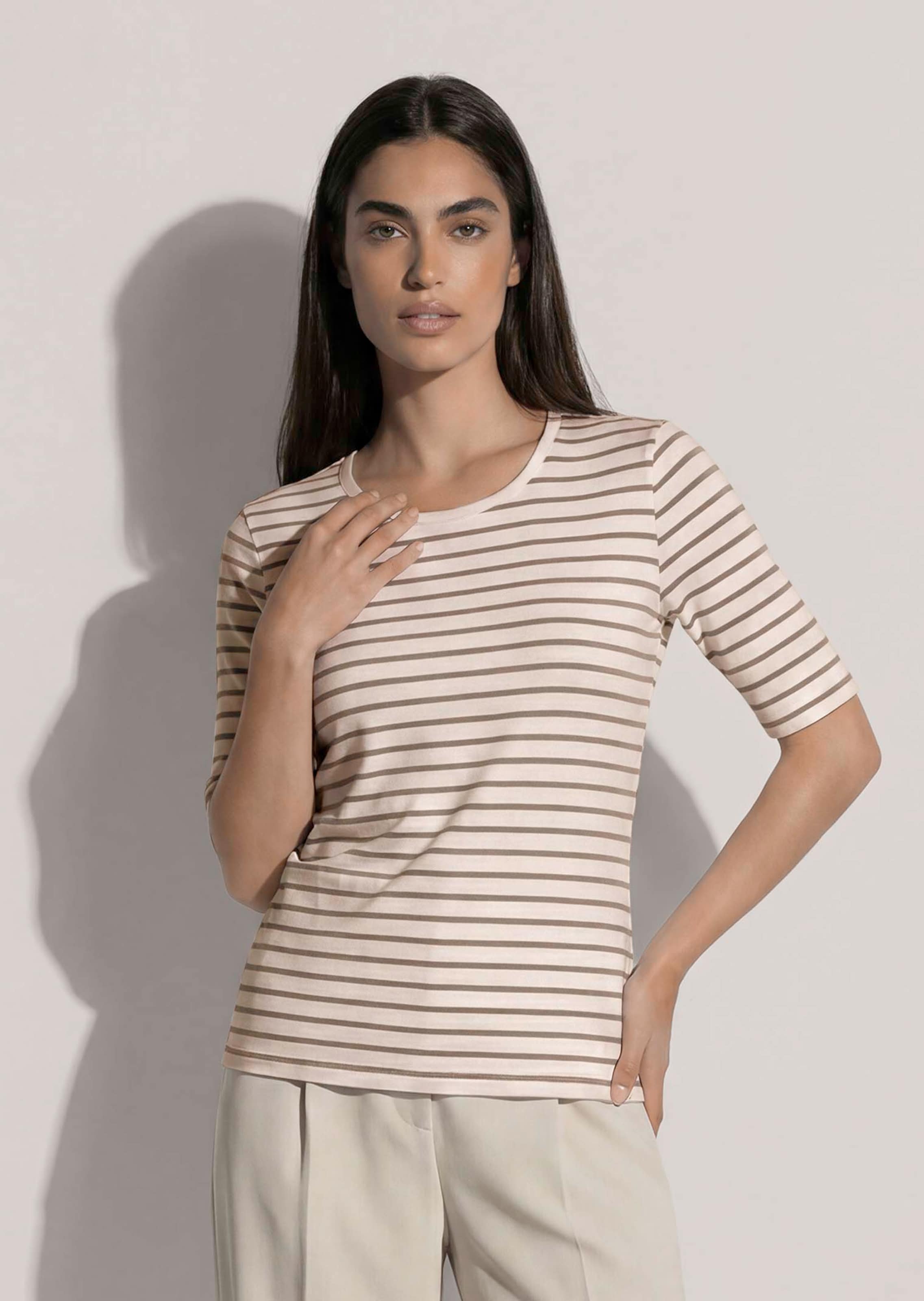 T-shirt rayé léger à manches mi-longues