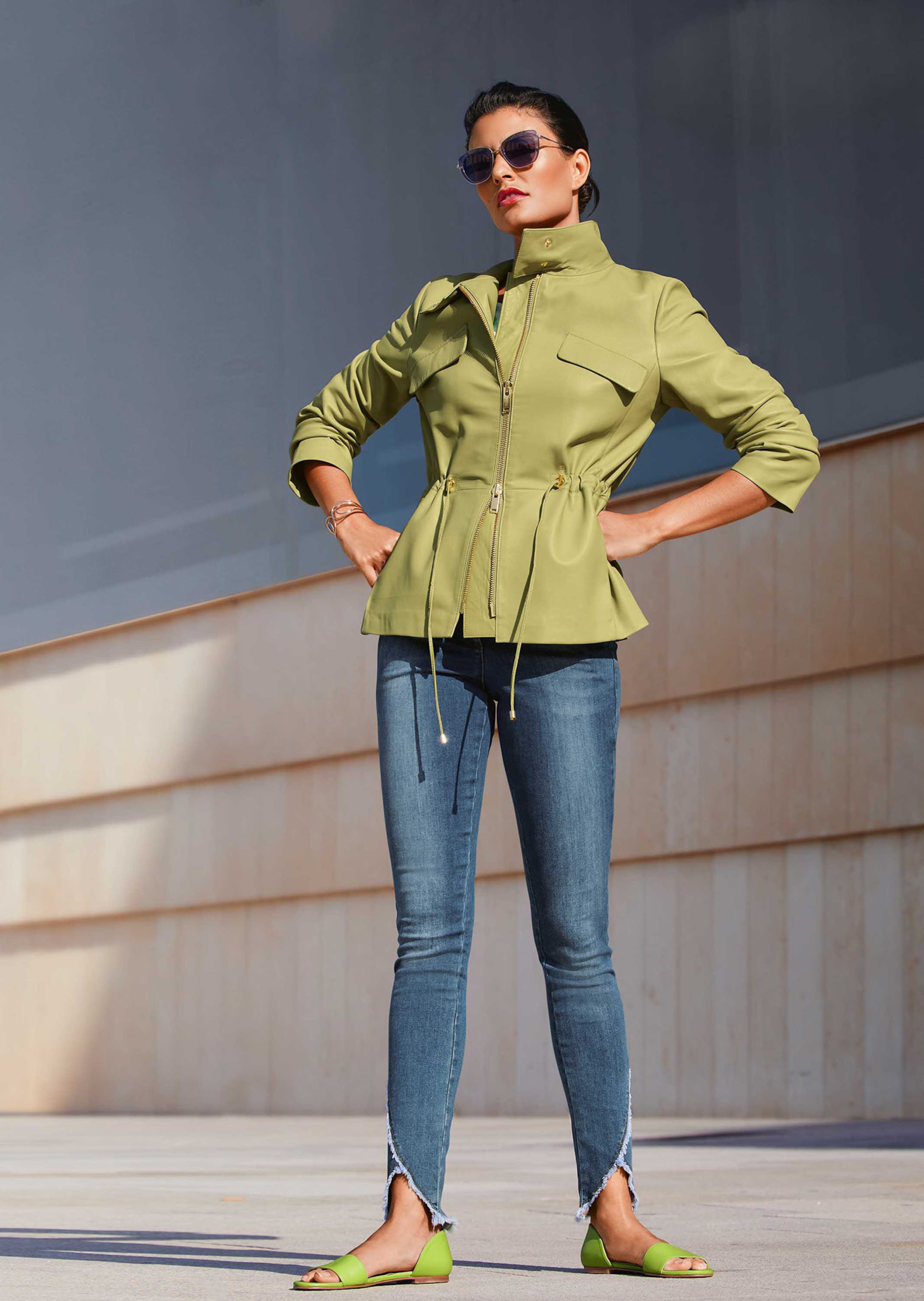 Slim-fit jeans met rafelzoom