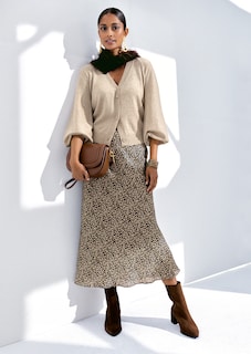 Langer Crêpe-Rock mit Unikat-Print thumbnail 7