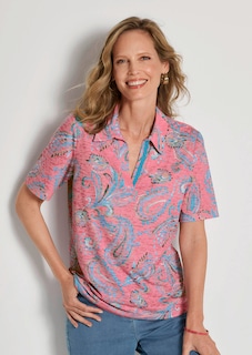 T-shirt en tissu dévoré, avec col polo thumbnail 7