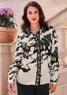 Satin-Bluse mit Bordüren-Print thumbnail 2