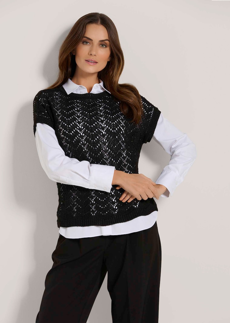 Ärmelloser Pullover mit Ajour-Muster