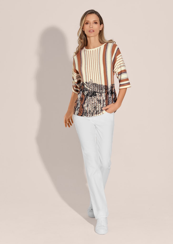 Striped jumper with paisley print 1