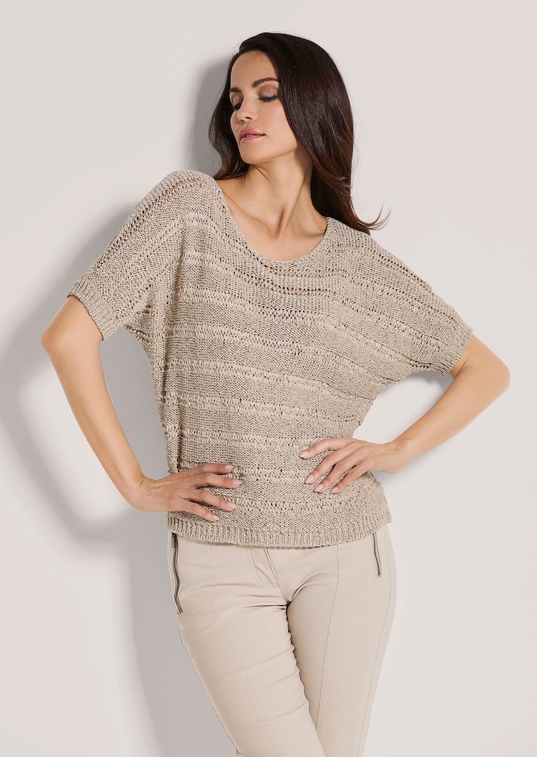 BƤndchen-Pullover mit Glanz-Effekt