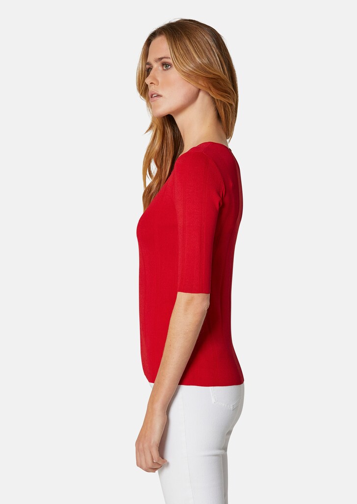 Ribbed knit jumper with half-length sleeves 3