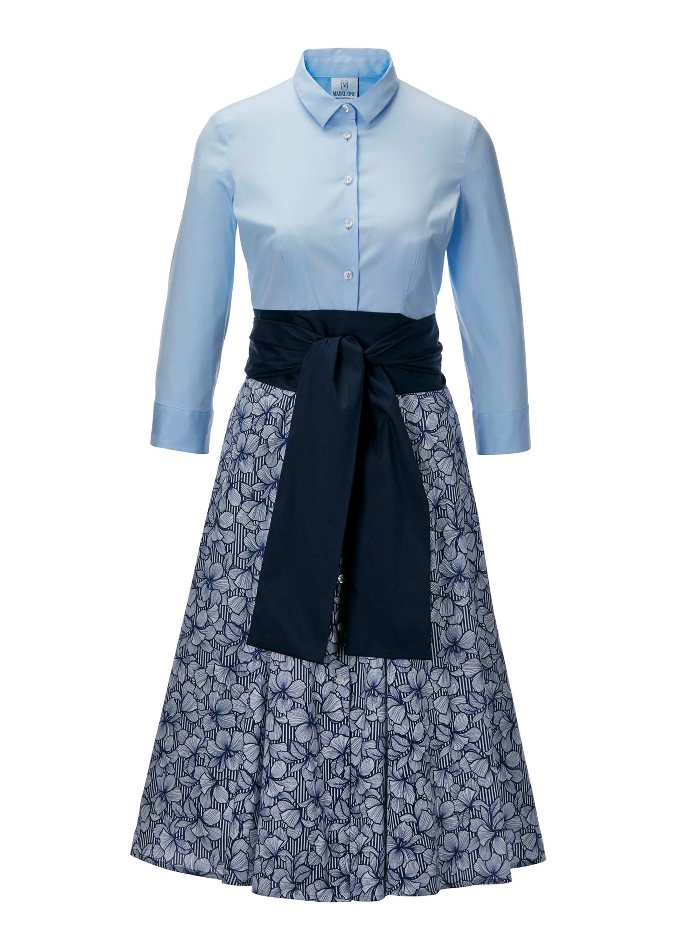 Kleid im Zweiteiler-Look mit breitem Taillenband