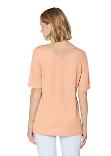 Short-sleeved linen shirt with a fine lace accent thumbnail 3