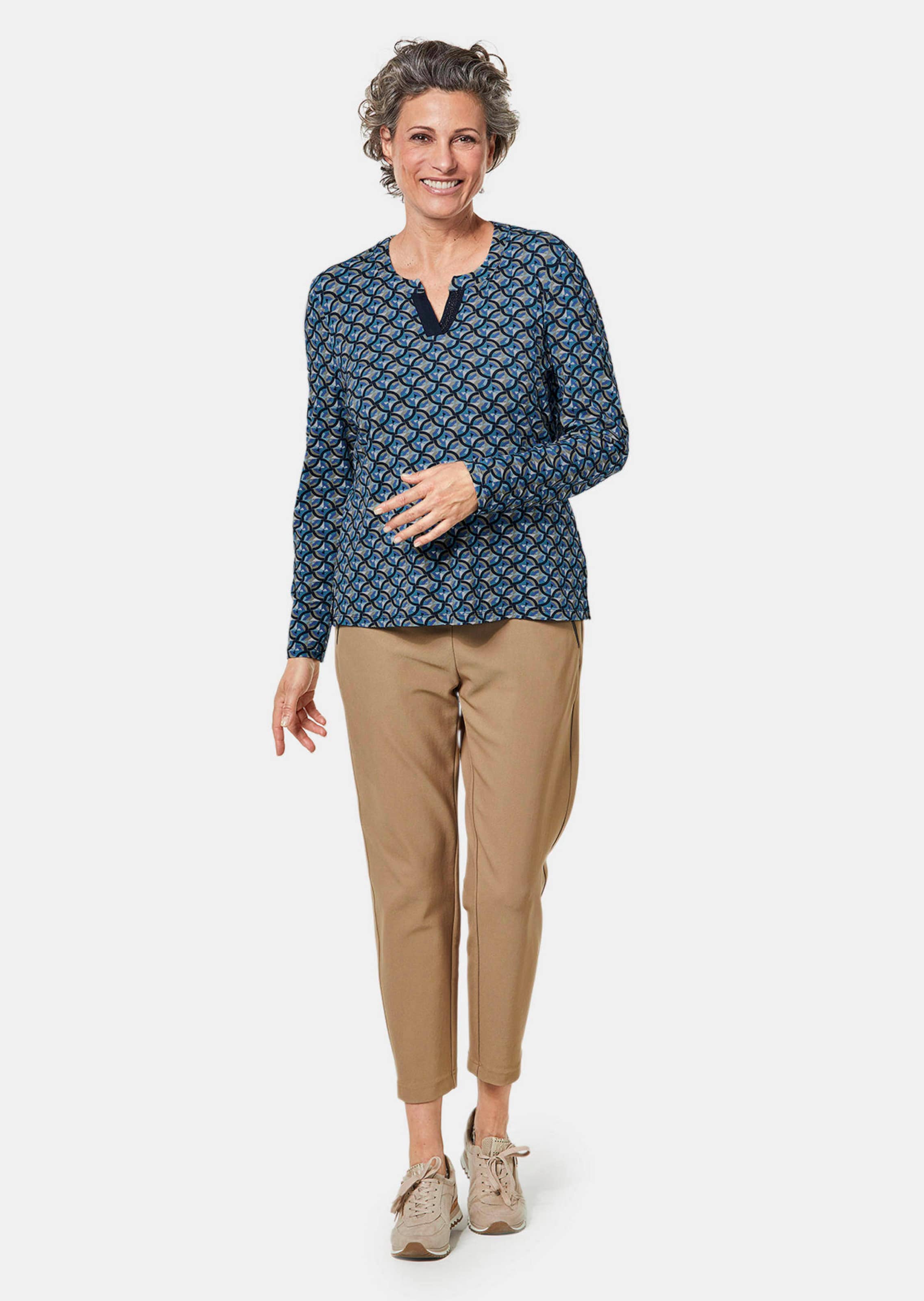 Chemisier en jersey - bleu / à motifs - Gr. 50 de Goldner Fashion